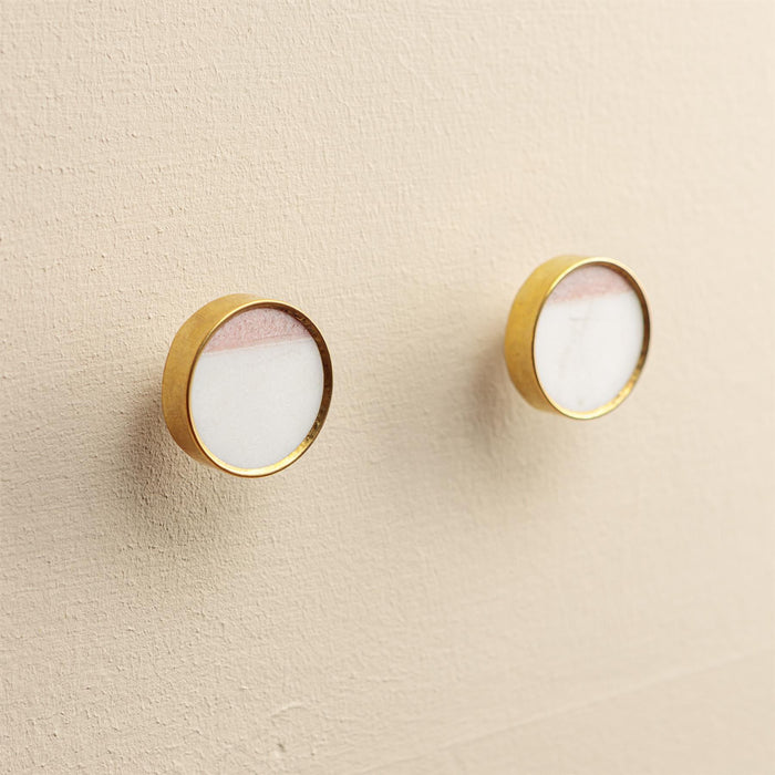 Sarika White Stone Brass Drawer Knobs