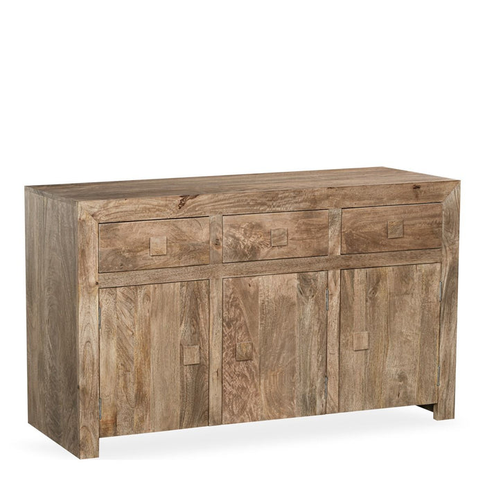 Oak Stain Dakota Mango Wood 140cm 3 Cupboard Sideboard - In Stock