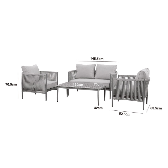 Havana Rope Weave 2 Seat Sofa Set with Rectangular Coffee Table - Ceramic Glass