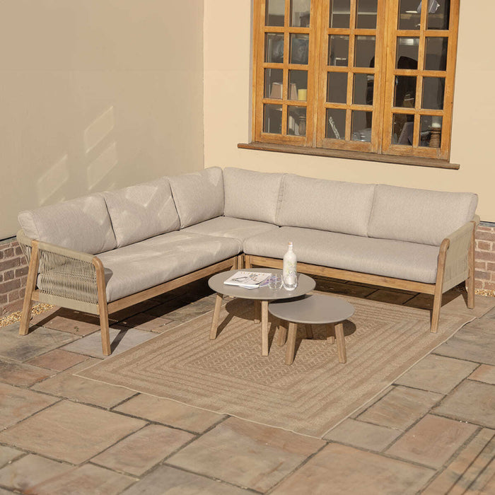 Martinique Rope Weave Corner Sofa Set with 2 Round Coffee Tables