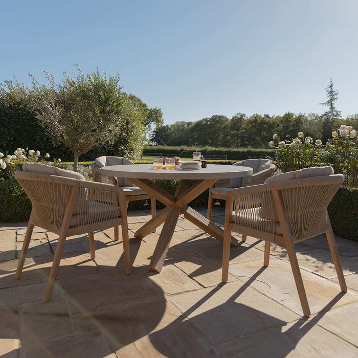 Martinique Rope Weave 4 Seat Round Dining Set