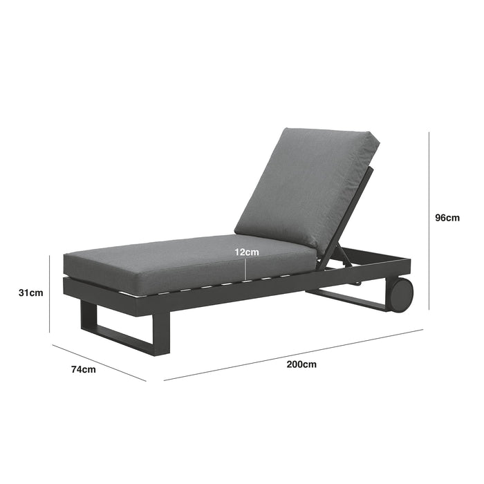 New York Aluminium Single Sunlounger - Wood Effect