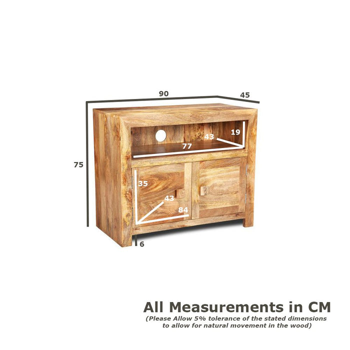 Light Dakota Mango Wood 90cm 2 Door Media Unit - In Stock
