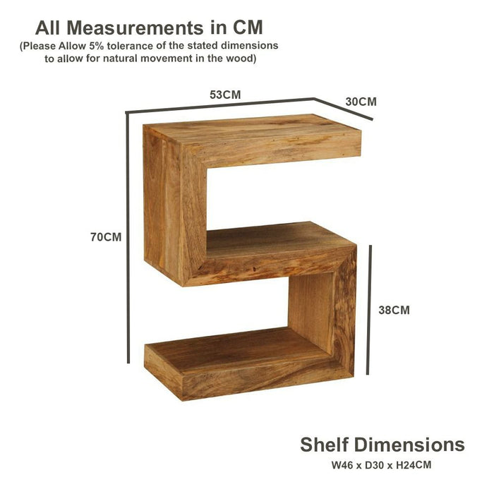 Oak Stain Dakota Mango Wood S Shaped Side Table - Due 11th December