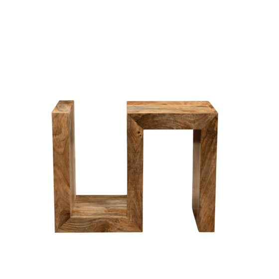 Acre & Artisan Light Solid Wood S Shaped Side Table 564