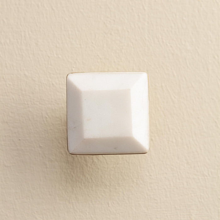 Priya White Stone Rectangle Drawer Knobs