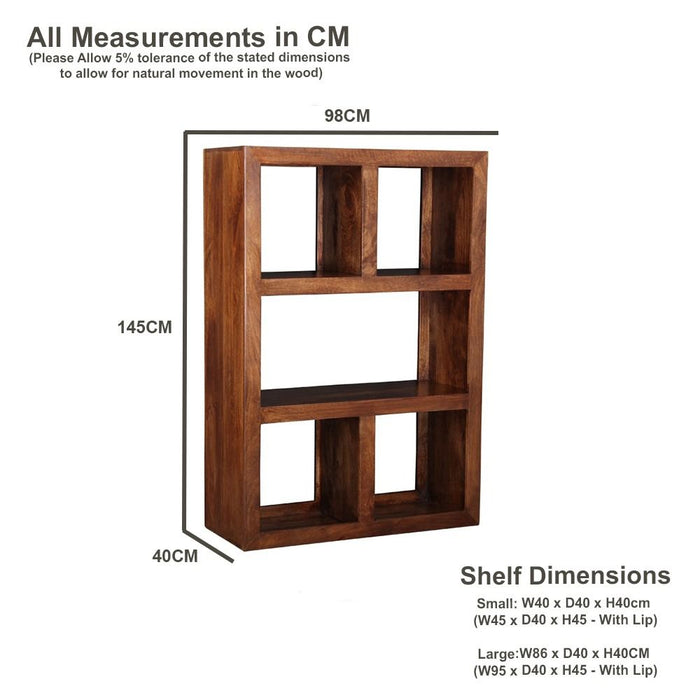 Dakota Mango Wood 98cm Open Bookcase with Rattan Baskets - In stock