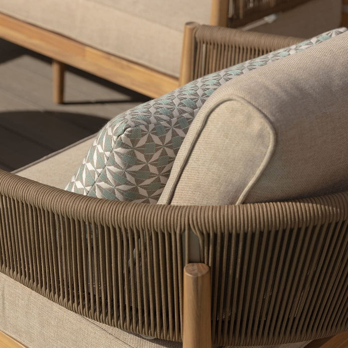 Porto Rope Weave 2 Seat Sofa Set with Pair of Round Coffee Tables & Armchairs