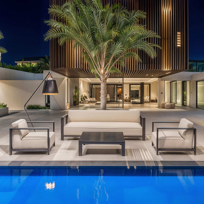 Outdoor Fabric Ibiza 3 Seat Sofa Set With Square Coffee Table