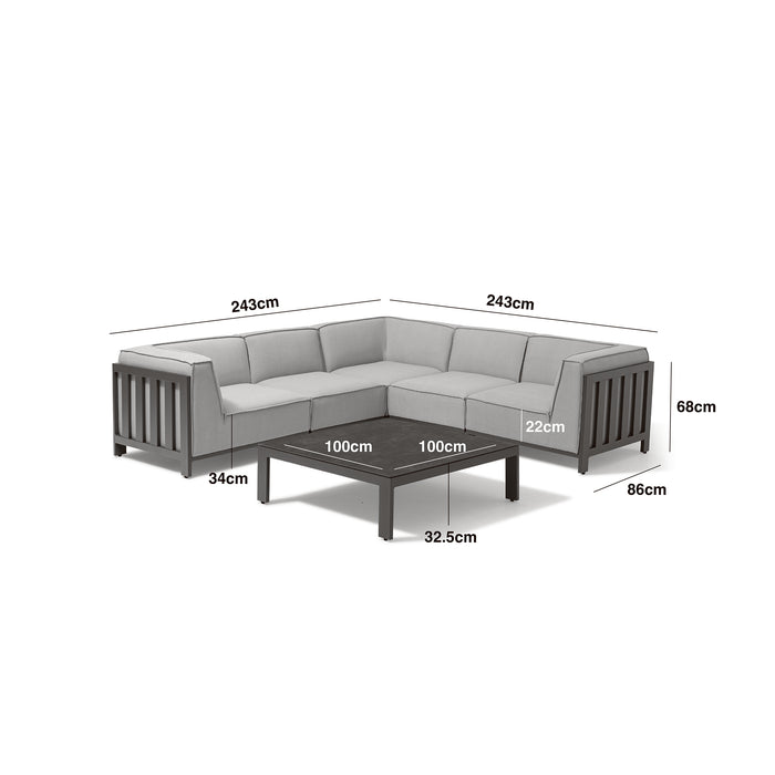 Outdoor Fabric Ibiza Small Corner Sofa Set With Square Coffee Table