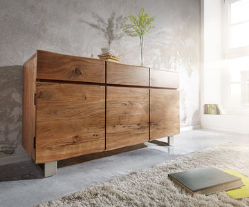 Sideboard Olympus Classic Live-Edge 147cm Acacia Wood Natural 3 Doors 3 Drawers