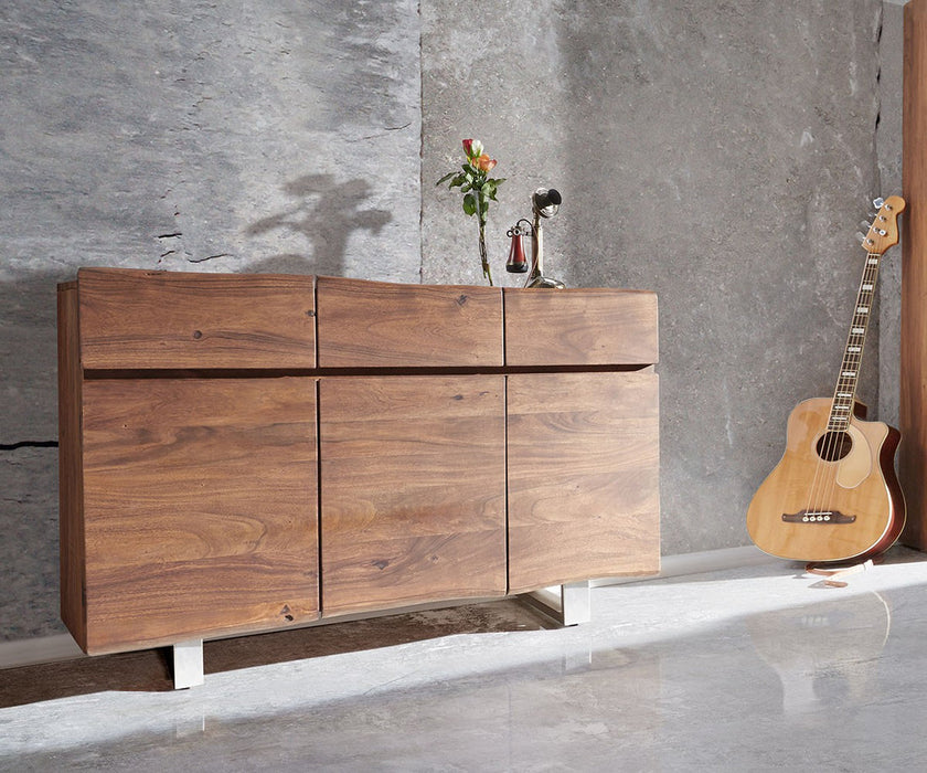 Sideboard Olympus Classic Live-Edge 147cm 3 Doors Acacia Wood Brown