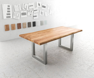 Dining Table Olympus Live Edge 200cm Acacia Wood Natural Square Frame Steel 55mm Top