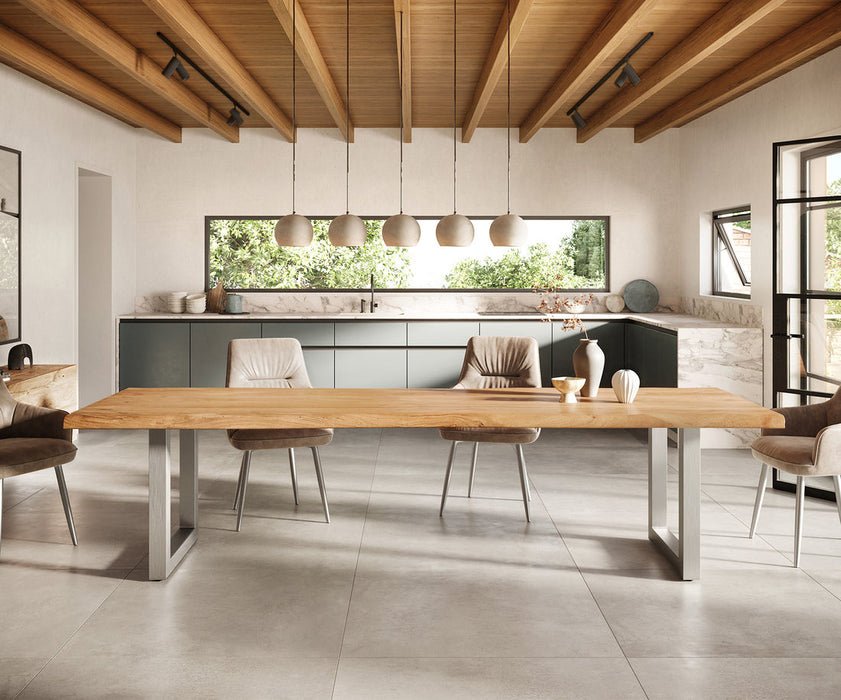 Dining Table Olympus Live Edge 300cm Acacia Wood Natural Square Frame Steel 55mm Top