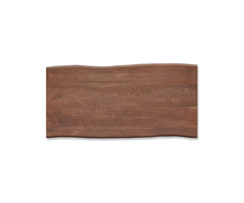 Dining Table Olympus Live Edge 200cm Acacia Wood Brown Square Frame Steel 35mm Top