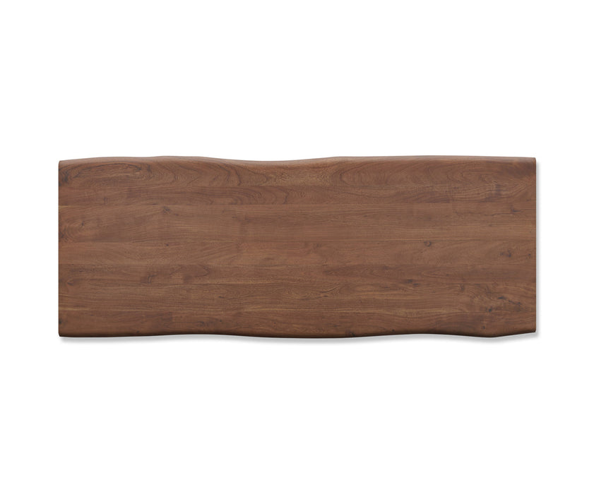 Dining Table Olympus Live Edge 260cm Acacia Wood Brown Slanted Frame Black 55mm Top