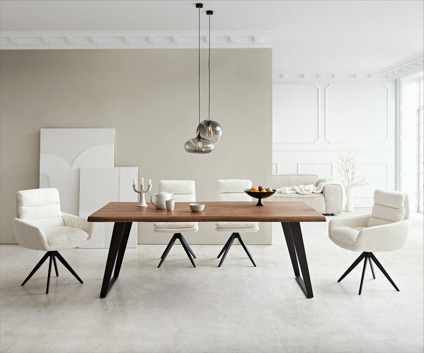 Dining Table Olympus Live-Edge 200x100cm Acacia Wood Brown Slanted Frame Black