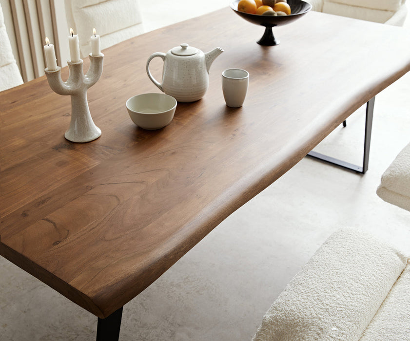Dining Table Olympus Live-Edge 200x100cm Acacia Wood Brown Slanted Frame Black