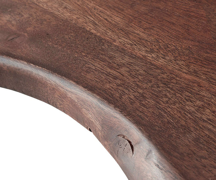Dining Table Olympus Live Edge 200cm Acacia Wood Brown Square Frame Slim Steel 35mm Top