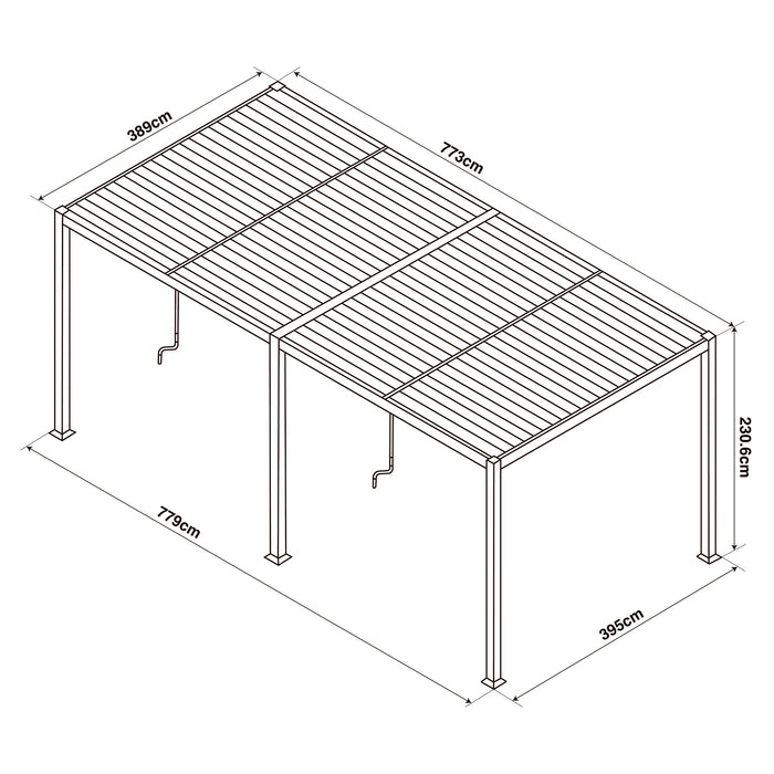 Como 78mx4m Aluminium Metal Outdoor Garden Pergola - Grey