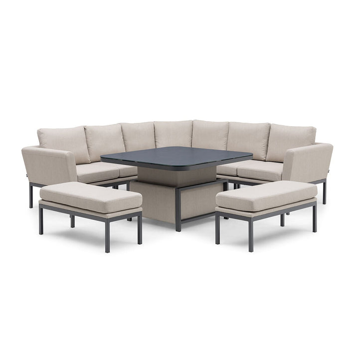 Outdoor Fabric Pulse Deluxe Square Corner Dining Set with Rising Table