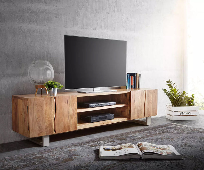 TV Stand Olympus Classic Live-Edge 200cm 2 Compartments Acacia Wood Natural