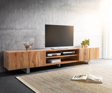TV Stand Olympus Classic Live-Edge 300cm 2 Compartments Acacia Wood Natural