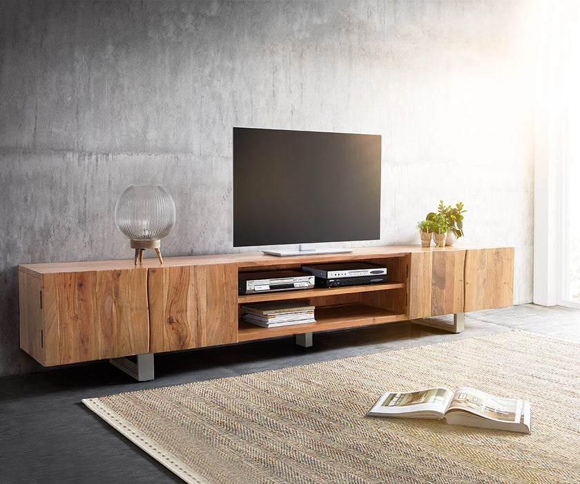 TV Stand Olympus Classic Live-Edge 300cm 2 Compartments Acacia Wood Natural