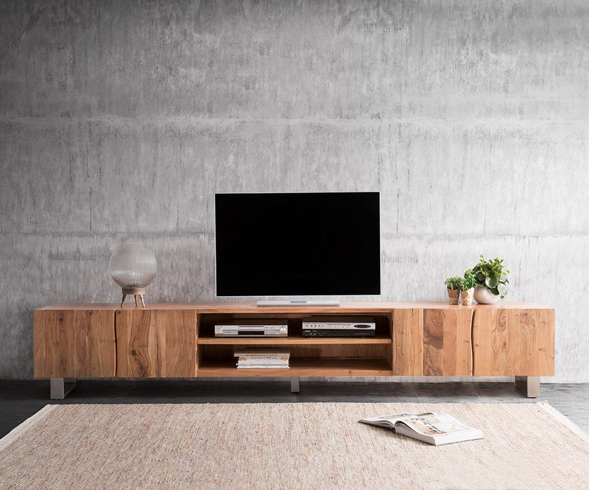 TV Stand Olympus Classic Live-Edge 300cm 2 Compartments Acacia Wood Natural