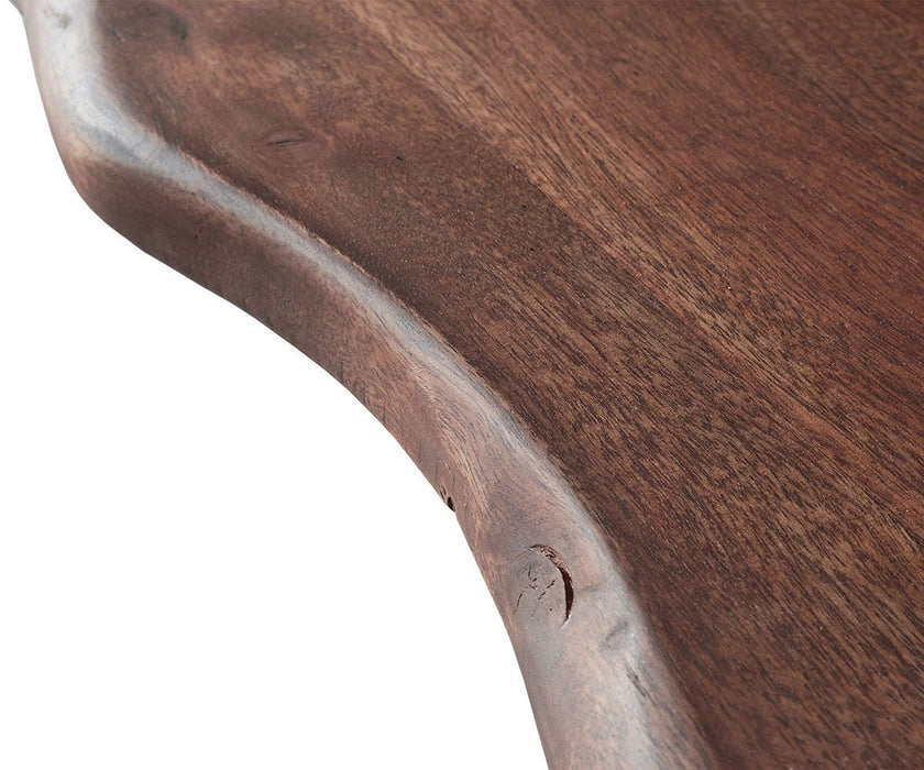 Dining Table Olympus Live Edge 200cm Acacia Wood Brown Glass Frame 55mm Top
