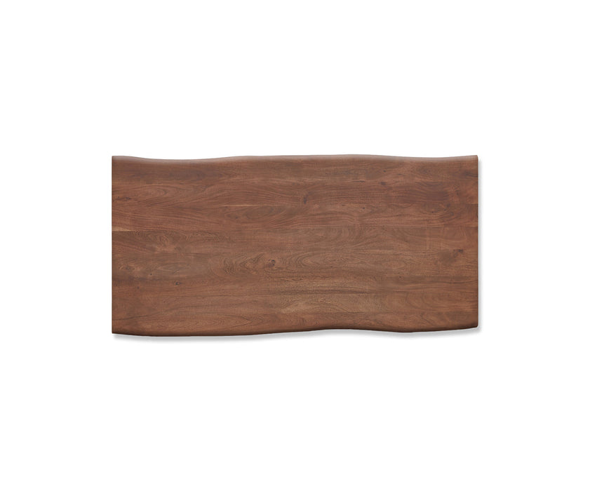 Dining Table Olympus Live Edge 200cm Acacia Wood Brown Glass Frame 55mm Top
