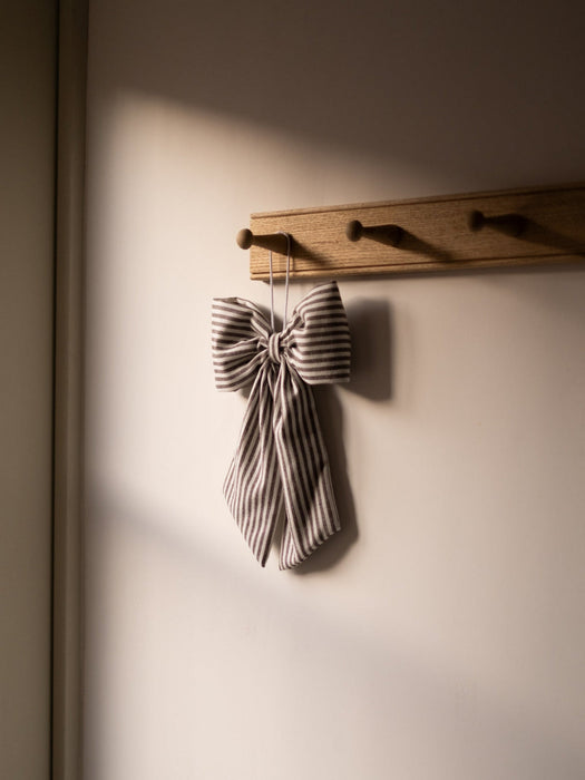 Brown & White Striped Hanging Bow