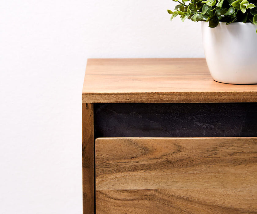 TV Stand Stonegrace Straight-Edge 200cm Acacia Wood Natural Slate