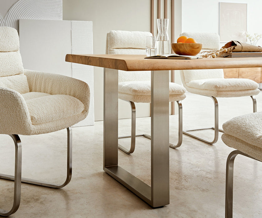 Dining Table Olympus Live Edge 180cm Acacia Wood Natural Square Frame Slim Steel 55mm Top
