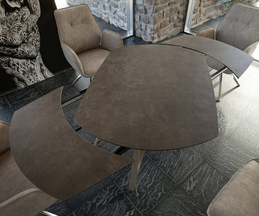 Extendable Dining Table Carlow 130-200cm Ceramic Brown Spider Frame Steel
