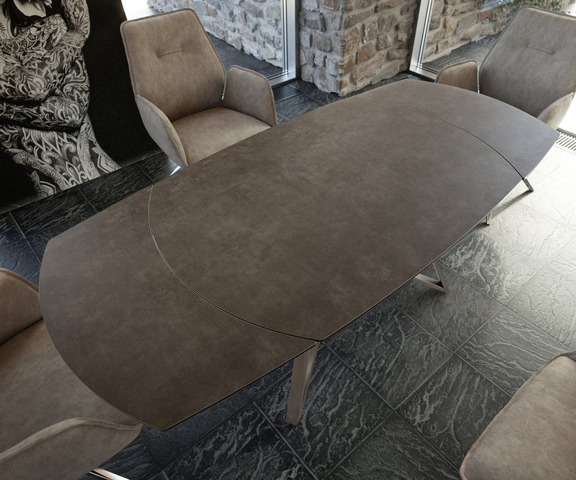 Extendable Dining Table Carlow 130-200cm Ceramic Brown Spider Frame Steel