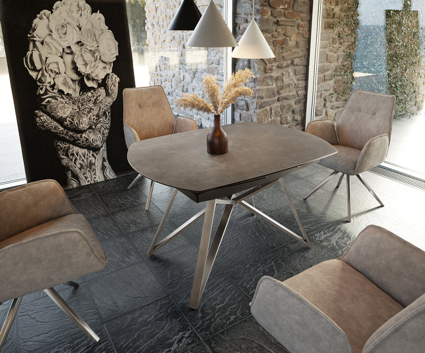 Extendable Dining Table Carlow 130-200cm Ceramic Brown Spider Frame Steel