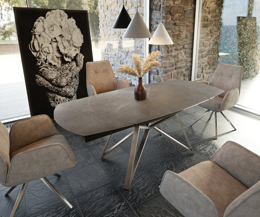 Extendable Dining Table Carlow 130-200cm Ceramic Brown Spider Frame Steel
