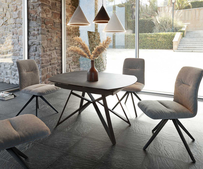 Extendable Dining Table Carlow 130-200cm Ceramic Grey Spider Frame Black