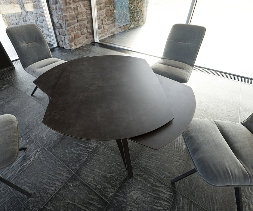 Extendable Dining Table Carlow 130-200cm Ceramic Grey Spider Frame Black