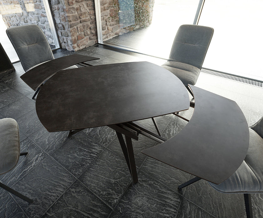 Extendable Dining Table Carlow 130-200cm Ceramic Grey Spider Frame Black