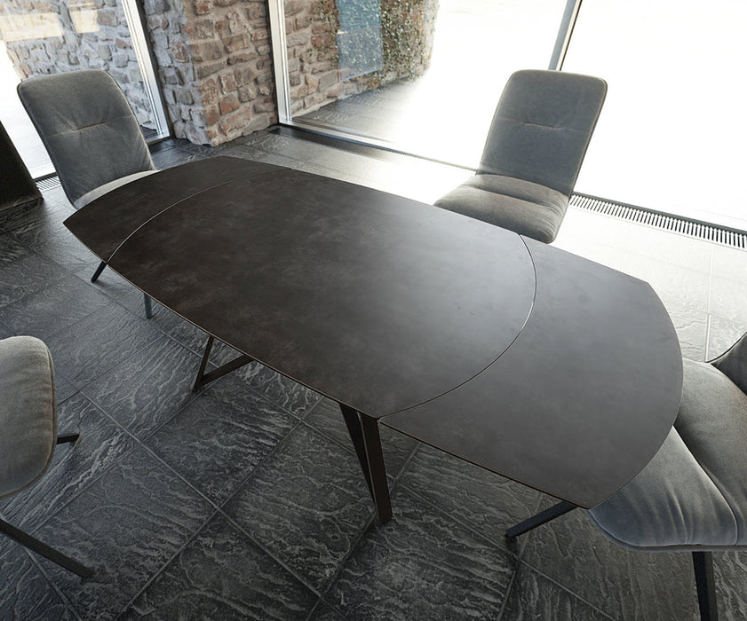 Extendable Dining Table Carlow 130-200cm Ceramic Grey Spider Frame Black