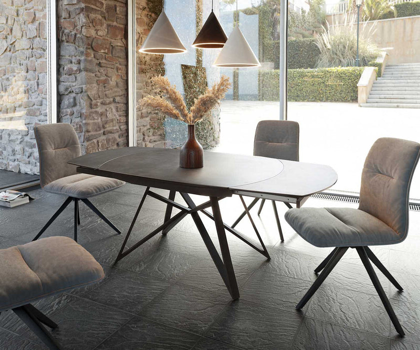 Extendable Dining Table Carlow 130-200cm Ceramic Grey Spider Frame Black