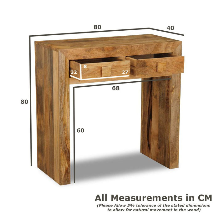 Oak Stain Dakota Mango Wood 80cm Console Table - Last One Remaining