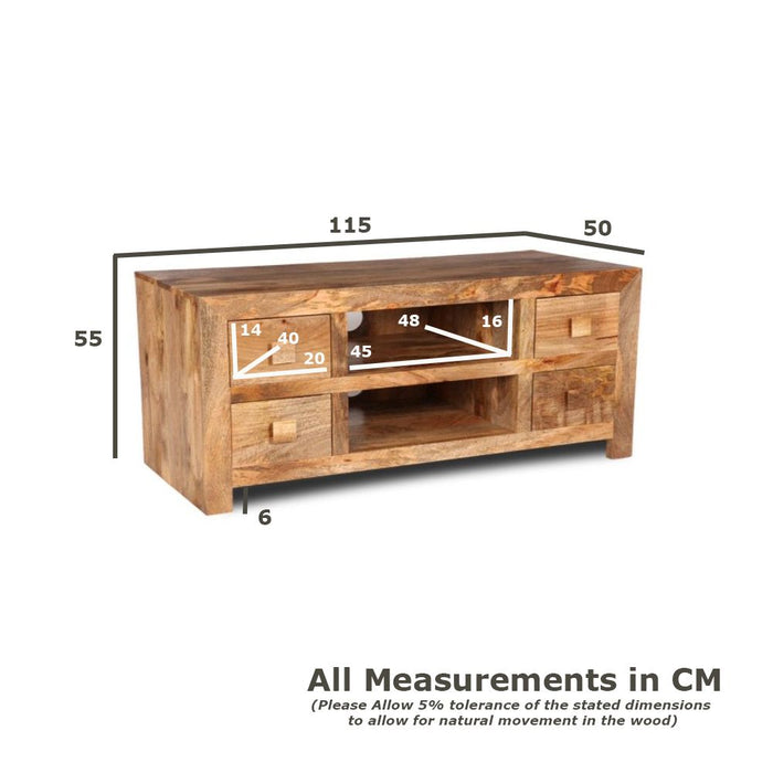 Light Dakota 115cm 4 Drawer Media Unit - In stock