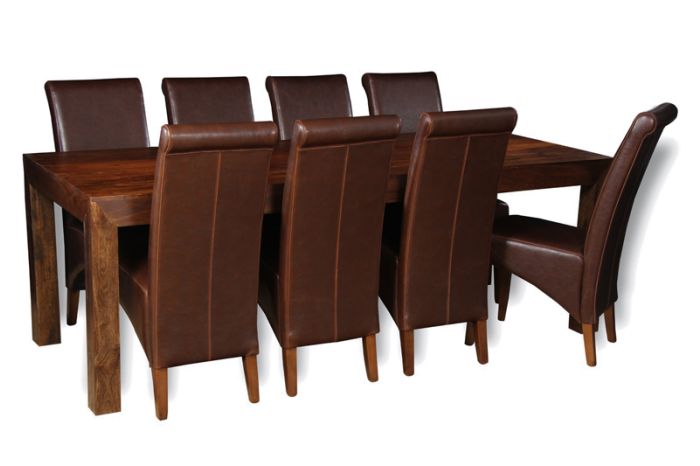 Acre & Artisan Solid Wood 220Cm Dining Table 8 Rollback Chairs 4 Colours