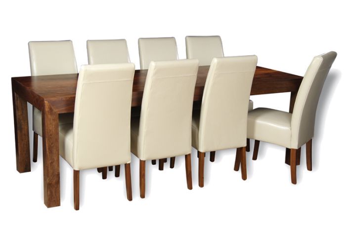 Acre & Artisan Solid Wood 220Cm Dining Table 8 Madrid Chairs