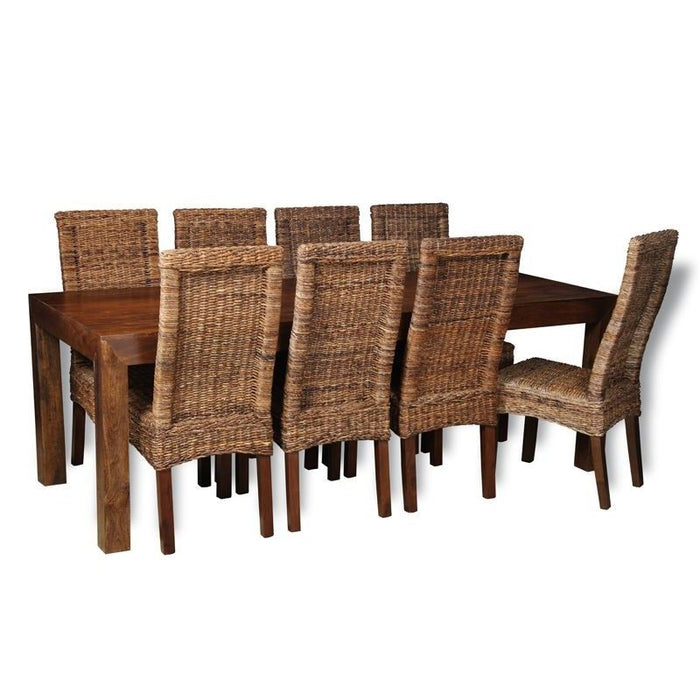 Dakota 220cm Dining Table & 8 Rattan Chairs 3 Styles - In Stock
