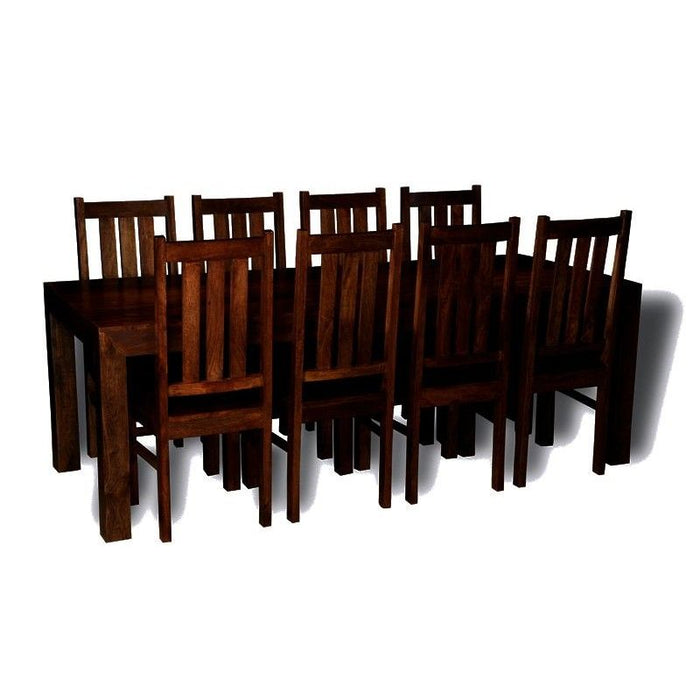 Mango Wood 220cm Dining Table & 8 Mango Wood Dining Chairs - In Stock