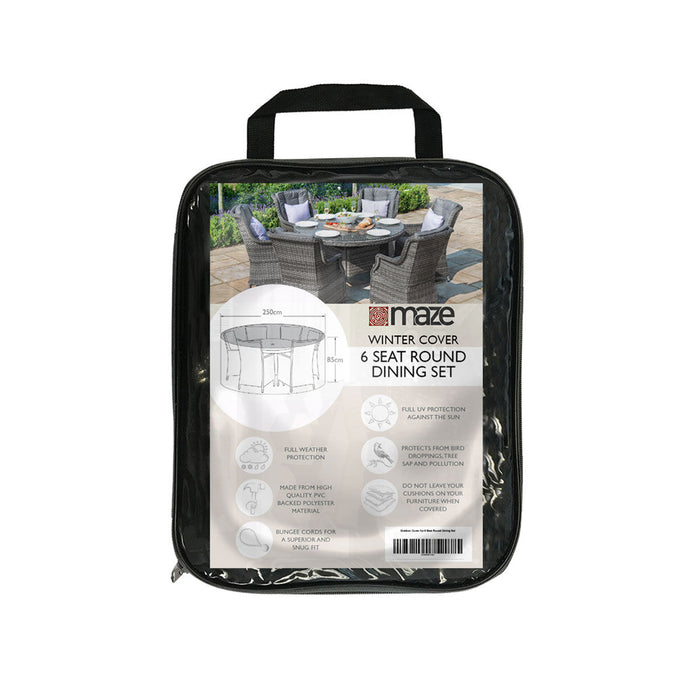 Maze 6 Seat Round Dining Set Garden Furniture Cover